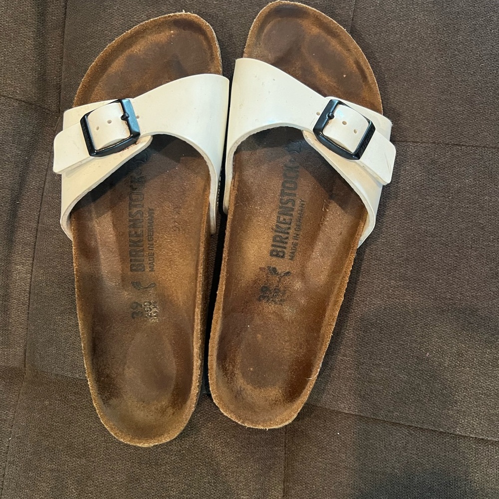 Birkenstock Cream Slide Sandals